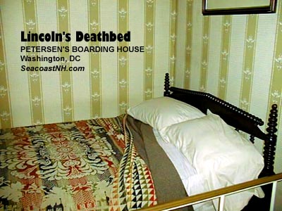 Reconstructed deathbed in Petersen's Boarding House / SeacoastNH.com Photo