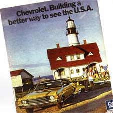 Vintage car commercial using Portland Head Light  as a backdrop
