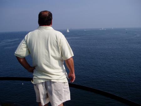 Looking out toward the sea atop Portsmouth Harbor LIght / SeacoastNH.com