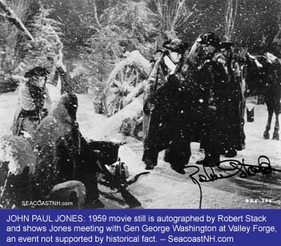 Imaginary scene of John Paul Jones meeting with George Washington at Valley FOrge from the 1959 film, signed by RObert Stack from the SeacoastNH.com collection