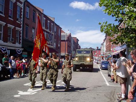 Peace Treaty military parade on Markett Street, Portsmouth, NH / SeacoastNH.com