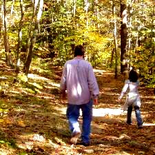 Family walking in the woods of York, Maine / SeacoastNH.com