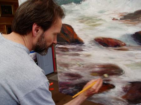 Painter Stan Moehler at work/ SeacoastNH.com